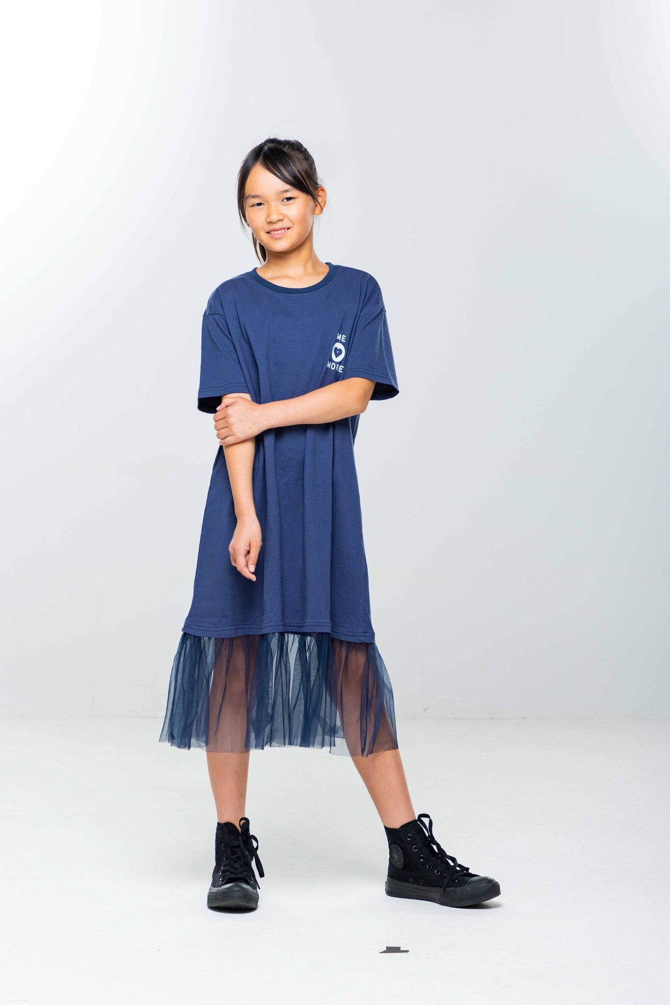 チュールレイヤードTシャツワンピース