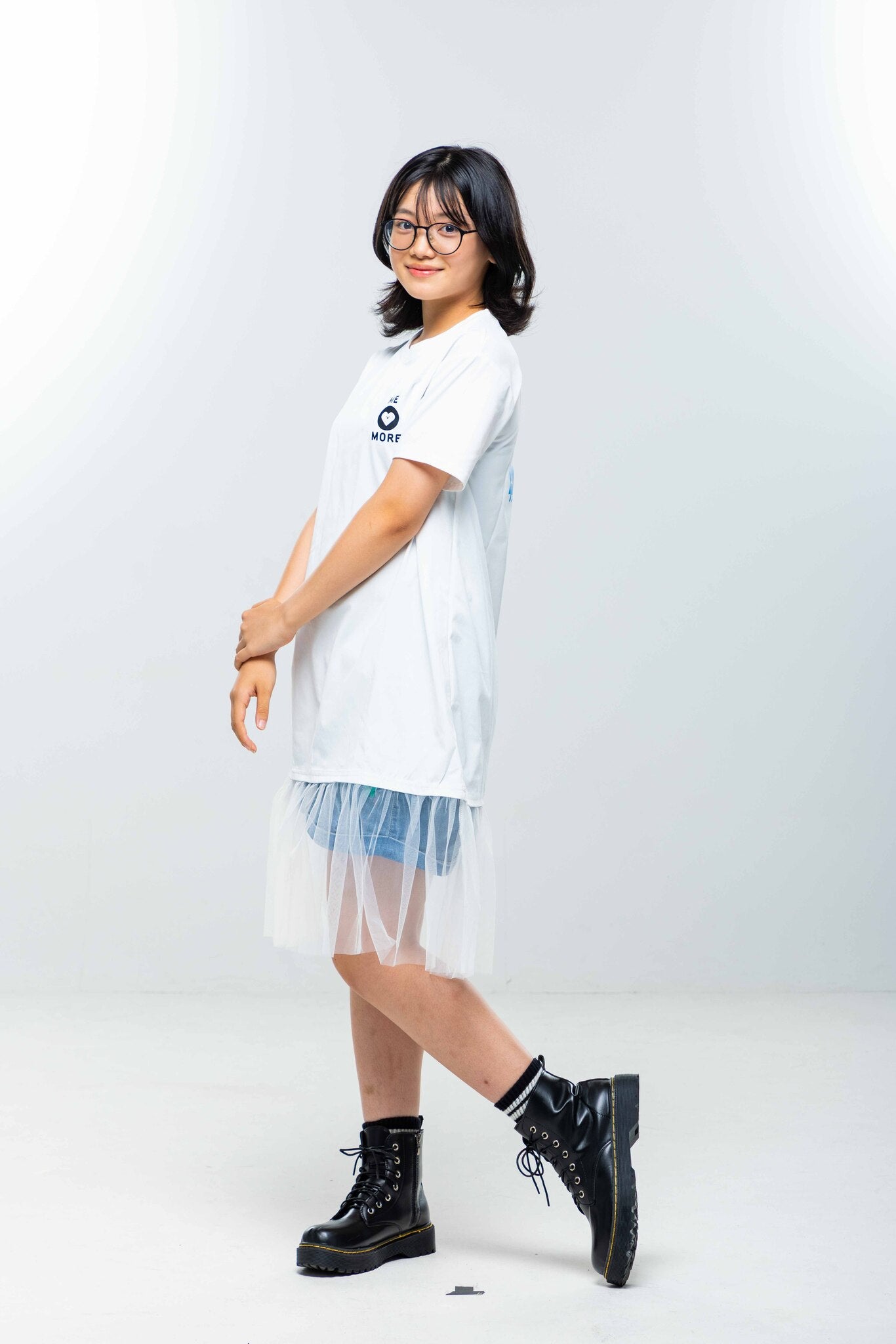 チュールレイヤードTシャツワンピース