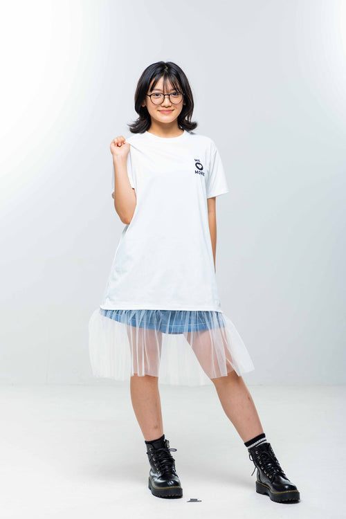 チュールレイヤードTシャツワンピース